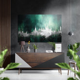 City Silhouette Brushed Aluminum Dibond Wall Art.